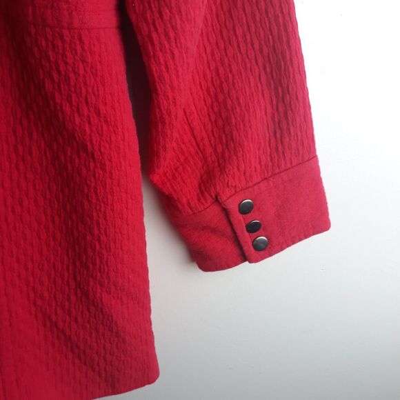 Dialogue Lined Trench Coat Women Medium Red Clasp Closure Lined Pockets - Picture 7 of 14